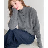 ＼ハイネックでかっこよく◎／ボタンデザインブークレシャギーニットカーディガン | moment+ | 詳細画像10 