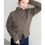 ＼ハイネックでかっこよく◎／ボタンデザインブークレシャギーニットカーディガン | moment+ | 詳細画像14 