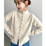 ＼ハイネックでかっこよく◎／ボタンデザインブークレシャギーニットカーディガン | moment+ | 詳細画像3 