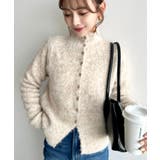 アイボリー | ＼ハイネックでかっこよく◎／ボタンデザインブークレシャギーニットカーディガン | moment+
