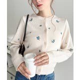 アイボリー | \ロマンティックに♡/花柄刺繍ニットカーディガン | moment+