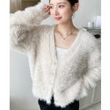 Vネックロングシャギーニットカーディガン | moment+ | 詳細画像4