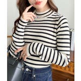 ボトルネックワイドリブカラー＆ボーダーニットプルオーバー12G | moment+ | 詳細画像12 