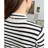 ボトルネックワイドリブカラー＆ボーダーニットプルオーバー12G | moment+ | 詳細画像16 