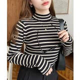 ボトルネックワイドリブカラー＆ボーダーニットプルオーバー12G | moment+ | 詳細画像24 