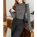 ボトルネックワイドリブカラー＆ボーダーニットプルオーバー12G | moment+ | 詳細画像26 