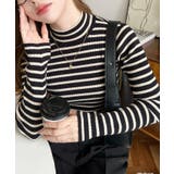 ボトルネックワイドリブカラー＆ボーダーニットプルオーバー12G | moment+ | 詳細画像27 