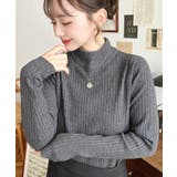 ボトルネックワイドリブカラー＆ボーダーニットプルオーバー12G | moment+ | 詳細画像32 