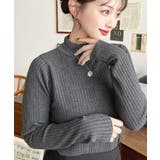 ボトルネックワイドリブカラー＆ボーダーニットプルオーバー12G | moment+ | 詳細画像33 