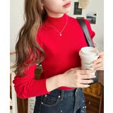 レッド | ボトルネックワイドリブカラー＆ボーダーニットプルオーバー12G | moment+