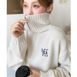 ハーフジップワンポイント刺繍入りニットプルオーバー | moment+ | 詳細画像15 
