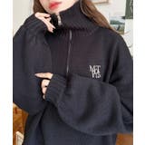 ハーフジップワンポイント刺繍入りニットプルオーバー | moment+ | 詳細画像29 