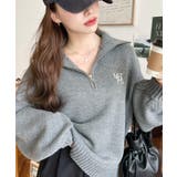 ハーフジップワンポイント刺繍入りニットプルオーバー | moment+ | 詳細画像42 