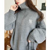 ハーフジップワンポイント刺繍入りニットプルオーバー | moment+ | 詳細画像43 