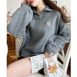 ハーフジップワンポイント刺繍入りニットプルオーバー | moment+ | 詳細画像45 