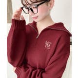 ハーフジップワンポイント刺繍入りニットプルオーバー | moment+ | 詳細画像67 