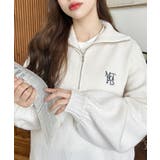ハーフジップワンポイント刺繍入りニットプルオーバー | moment+ | 詳細画像7 