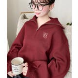 ハーフジップワンポイント刺繍入りニットプルオーバー | moment+ | 詳細画像70 