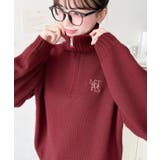 ハーフジップワンポイント刺繍入りニットプルオーバー | moment+ | 詳細画像71 