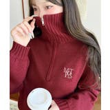 ハーフジップワンポイント刺繍入りニットプルオーバー | moment+ | 詳細画像76 