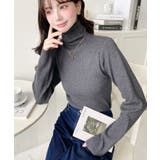 インナーハイネックタートルリブニットプルオーバー 12G | moment+ | 詳細画像26 