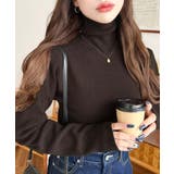 ブラウン | インナーハイネックタートルリブニットプルオーバー 12G | moment+