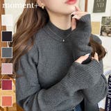ボトルネック指ぬきリブニットプルオーバー 12G | moment+ | 詳細画像1 