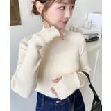 ボトルネック指ぬきリブニットプルオーバー 12G | moment+ | 詳細画像12 