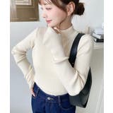 ボトルネック指ぬきリブニットプルオーバー 12G | moment+ | 詳細画像13 