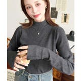 ボトルネック指ぬきリブニットプルオーバー 12G | moment+ | 詳細画像33 