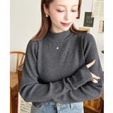 ボトルネック指ぬきリブニットプルオーバー 12G | moment+ | 詳細画像37 