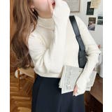 ボトルネック指ぬきリブニットプルオーバー 12G | moment+ | 詳細画像4 