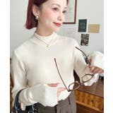 ボトルネック指ぬきリブニットプルオーバー 12G | moment+ | 詳細画像5 