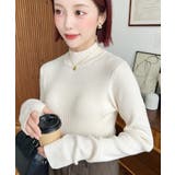ボトルネック指ぬきリブニットプルオーバー 12G | moment+ | 詳細画像6 