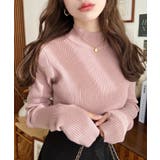 ピンクベージュ | ボトルネック指ぬきリブニットプルオーバー 12G | moment+