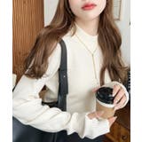 アイボリー | ボトルネック指ぬきリブニットプルオーバー 12G | moment+