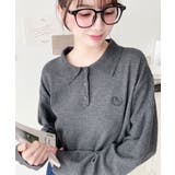 ワンポイント刺繍入り衿付きポロニット12G | moment+ | 詳細画像11