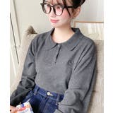 ワンポイント刺繍入り衿付きポロニット12G | moment+ | 詳細画像12
