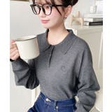 ワンポイント刺繍入り衿付きポロニット12G | moment+ | 詳細画像14