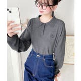 ワンポイント刺繍入り衿付きポロニット12G | moment+ | 詳細画像15