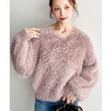 ピンク | ＼ふわふわモテニット♡ Vネックバルーンスリーブロングシャギーニットプルオーバー | moment+