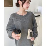 求心ケーブル編みニットプルオーバー | moment+ | 詳細画像29 