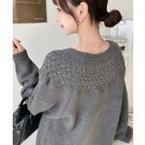 求心ケーブル編みニットプルオーバー | moment+ | 詳細画像31 