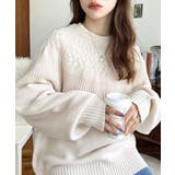 求心ケーブル編みニットプルオーバー | moment+ | 詳細画像4 