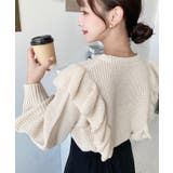 ショルダーフリルニットプルオーバー6G | moment+ | 詳細画像19 