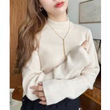 アイボリー | トルネックリブカラーリブニットプルオーバー12G | moment+