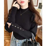 袖口ボタンボトルネックリブニットプルオーバー12G | moment+ | 詳細画像13 