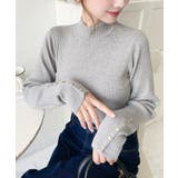 袖口ボタンボトルネックリブニットプルオーバー12G | moment+ | 詳細画像16 