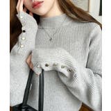 袖口ボタンボトルネックリブニットプルオーバー12G | moment+ | 詳細画像18 