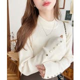 袖口ボタンボトルネックリブニットプルオーバー12G | moment+ | 詳細画像2 